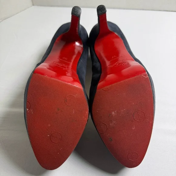 Christian Louboutin Red Bottom Navy Suede Platform Pumps Heels Size 37 - Picture 8 of 15